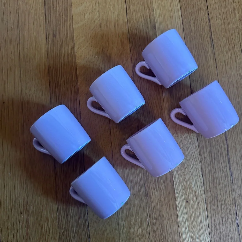 Set of 6 Pink Ceramic Sur La Table Demitasse (Espresso) Cups